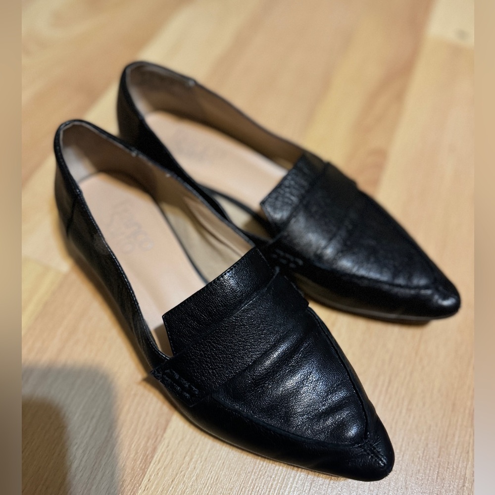 Franco Sarto Black Leather Loafers Classic Design